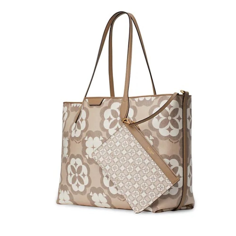 KATE SPADE Oversized Spade Flower Monogram Coated Canvas Tote MSRP$378
